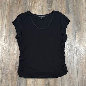 White House Black Market Black Fitted Cap Sleeve T-Shirt